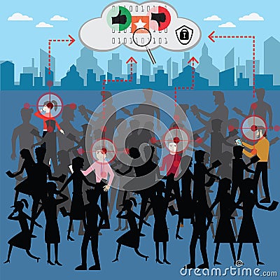 Business success concept,focus person along the crowd â€“ Vecto Vector Illustration